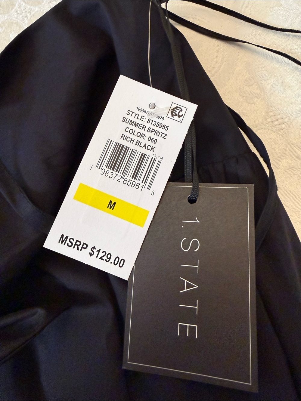 1.STATE Bow Front Cotton Midi Dress Black Lightweight Women’s Size Medium NWT - Picture 3 of 14